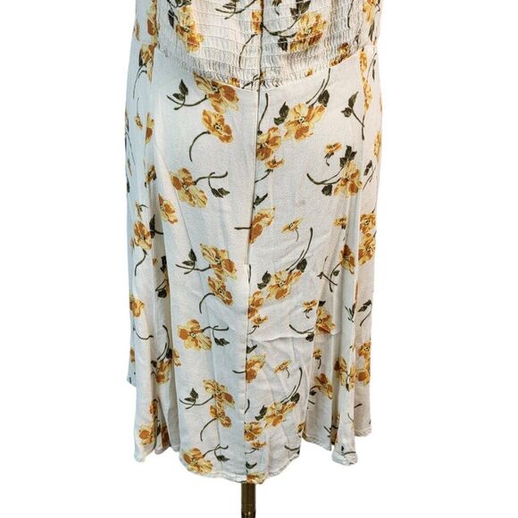 Reformation Size 10 Yellow Floral Short RTR Dress Sweetheart Neck Open Back - Picture 14 of 16